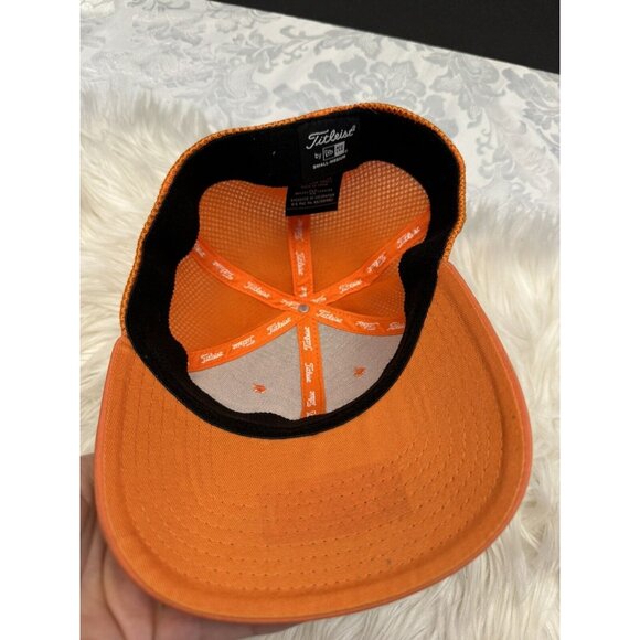 Titleist Footjoy Pro V1 New Era Orange Embroidered Golf Hat Cap Size Small/ Med - Picture 5 of 10